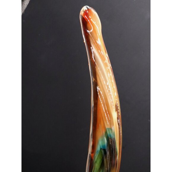 Vintage Hand Blown Art Glass Roadrunner or Pheasant 18" Tall Colorful - Picture 4 of 16